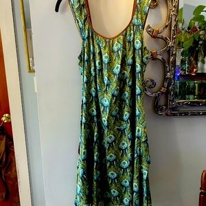 Free People adorable silk dress with peacock pattern